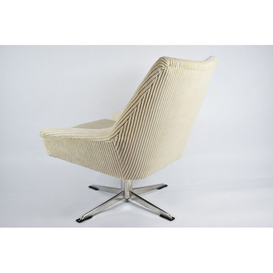 Image 1 of Fauteuil vintage "Shell" en velours côtelé beige années 1960