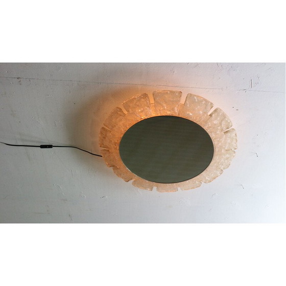 Image 1 of Miroir rond vintage en acrylique avec éclairage par Egon Hillebrand, Allemagne 1970
