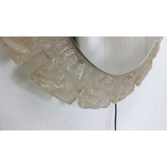Image 1 of Miroir rond vintage en acrylique avec éclairage par Egon Hillebrand, Allemagne 1970