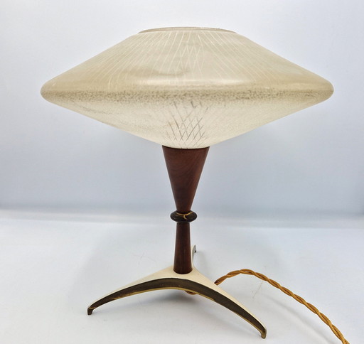 Lampe de table atomique à trépied, Belgique massive, années 1950