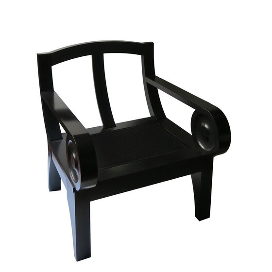 Image 1 of Fauteuil de salon vintage sculptural en bois noir 1980