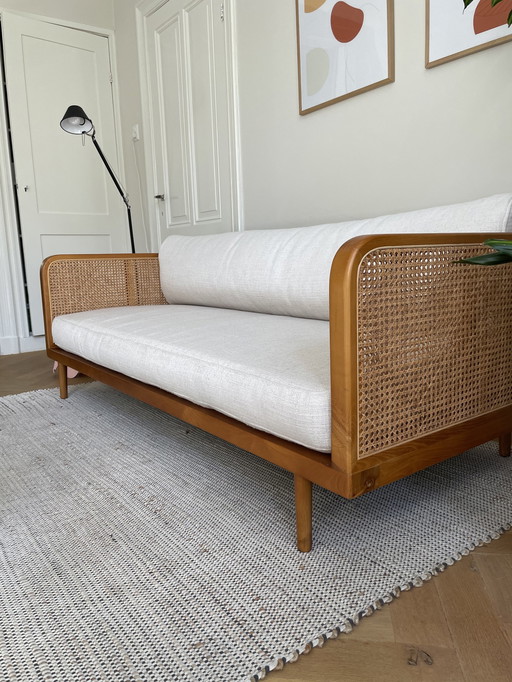 Banc en rotin, Mid Century