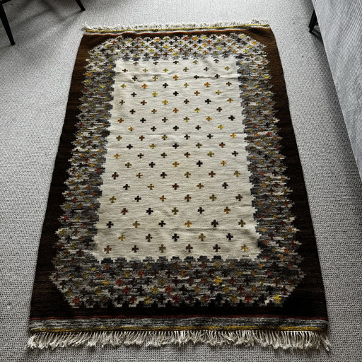 Kilim vintage en laine aux couleurs de l'automne