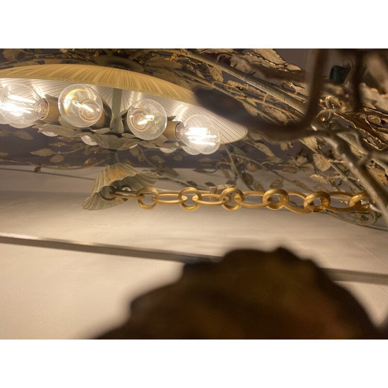 Image 1 of Lustre rond vintage en verre de Murano et laiton