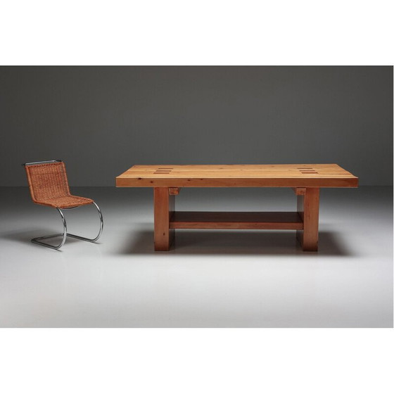 Image 1 of Table de salle à manger vintage en bois d'orme massif, 1960s