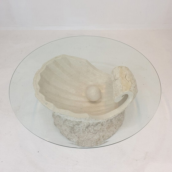 Image 1 of Table basse vintage Mactan en pierre et coquillage par Magnussen Ponte, années 1980