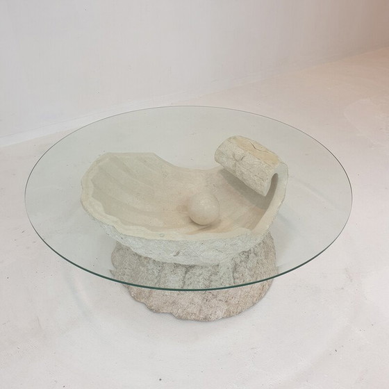 Image 1 of Table basse vintage Mactan en pierre et coquillage par Magnussen Ponte, années 1980