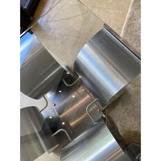 Image 1 of Table basse vintage en verre et chrome par François Monnet pour Kappa, 1970