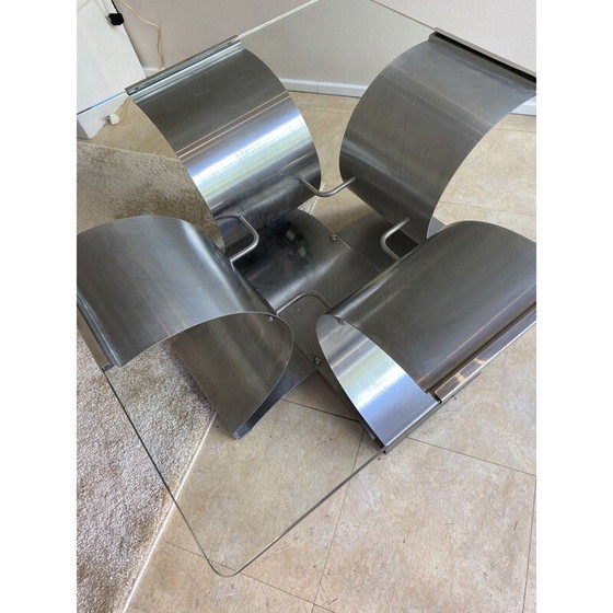 Image 1 of Table basse vintage en verre et chrome par François Monnet pour Kappa, 1970