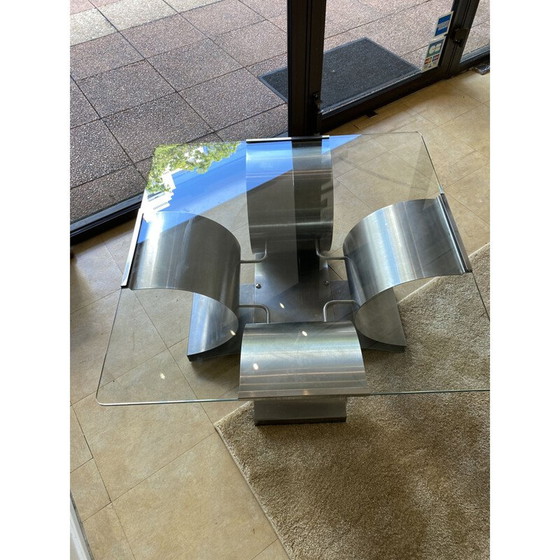 Image 1 of Table basse vintage en verre et chrome par François Monnet pour Kappa, 1970