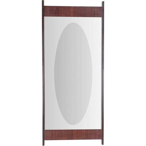 Miroir mural vintage en bois de rose, 1960