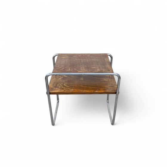 Image 1 of Table d'appoint Bauhaus en acier tubulaire B 12 By Marcel Breuer