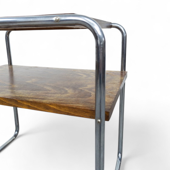 Image 1 of Table d'appoint Bauhaus en acier tubulaire B 12 By Marcel Breuer