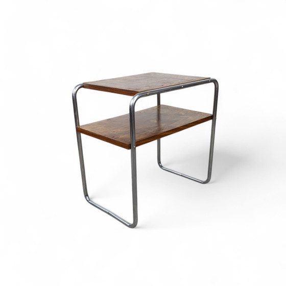 Image 1 of Table d'appoint Bauhaus en acier tubulaire B 12 By Marcel Breuer