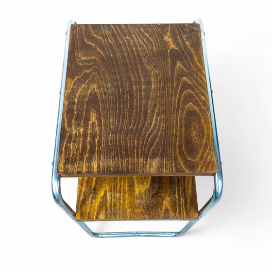 Image 1 of Table d'appoint Bauhaus en acier tubulaire B 12 By Marcel Breuer