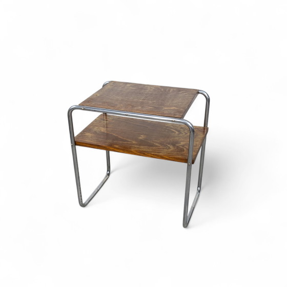 Image 1 of Table d'appoint Bauhaus en acier tubulaire B 12 By Marcel Breuer