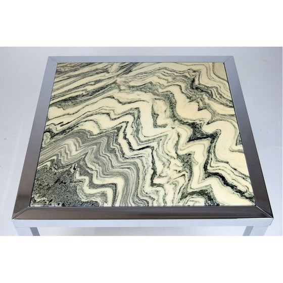 Image 1 of Table basse vintage en marbre et chrome, 1970