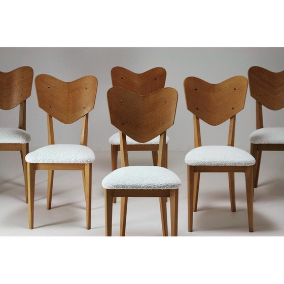 Image 1 of Ensemble de 6 chaises vintage modèle "cœur" par René-Jean Caillette, France 1950