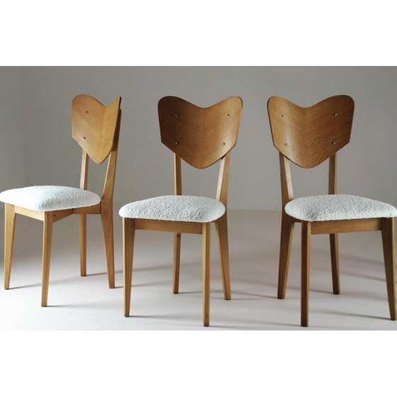 Image 1 of Ensemble de 6 chaises vintage modèle "cœur" par René-Jean Caillette, France 1950