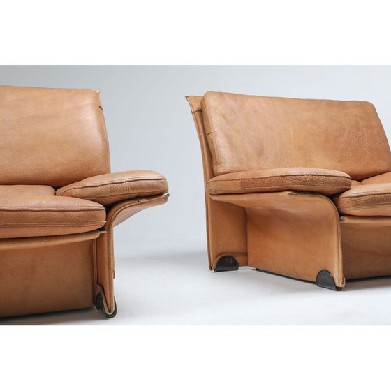 Image 1 of Paire de fauteuils vintage en cuir de chameau par Titiana Ammannati et Giampiero Vitelli pour Brunati, 1970