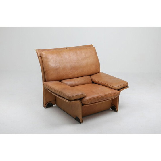 Image 1 of Paire de fauteuils vintage en cuir de chameau par Titiana Ammannati et Giampiero Vitelli pour Brunati, 1970