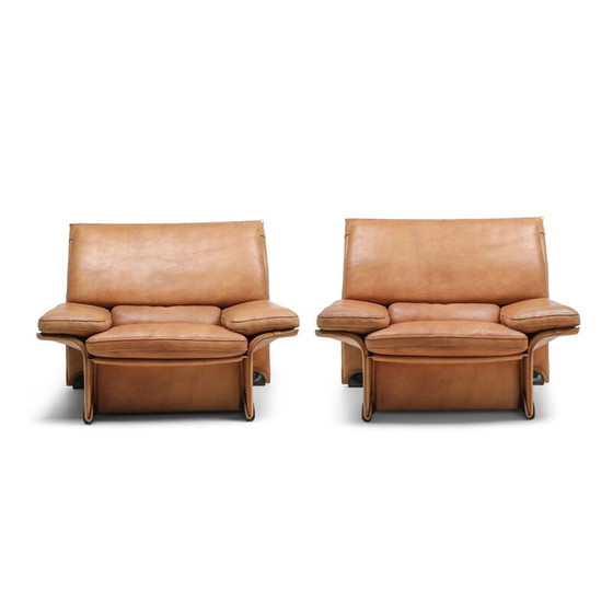 Image 1 of Paire de fauteuils vintage en cuir de chameau par Titiana Ammannati et Giampiero Vitelli pour Brunati, 1970