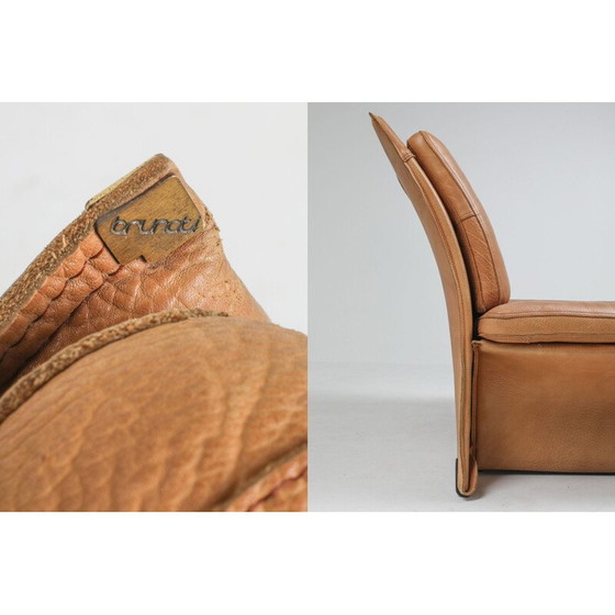 Image 1 of Paire de fauteuils vintage en cuir de chameau par Titiana Ammannati et Giampiero Vitelli pour Brunati, 1970