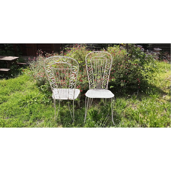 Image 1 of Paire de chaises vintage en métal en forme de trèfle, années 1950