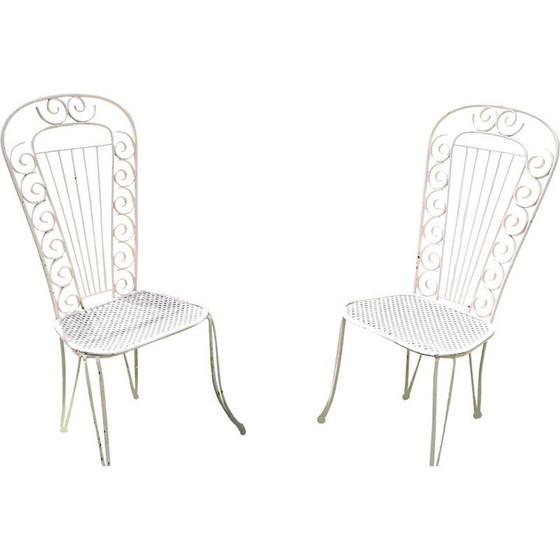 Image 1 of Paire de chaises vintage en métal en forme de trèfle, années 1950