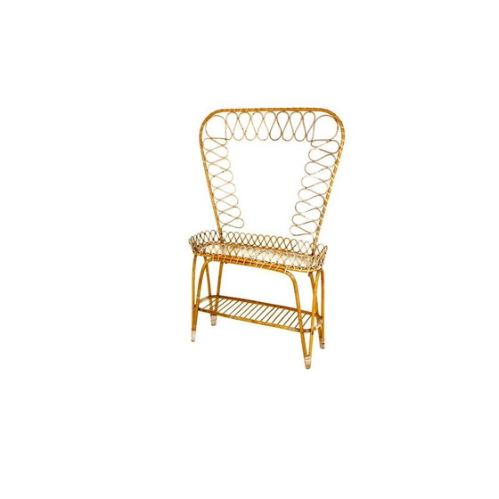 Image 1 of Jardinière vintage en rotin et verre, Suède 1960