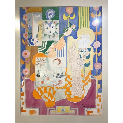 Peinture vintage de Jos Seeuws, Belgique, années 1970