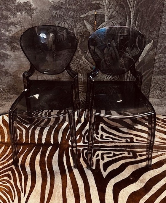 Image 1 of Ensemble de 2 chaises Pedrali modèle Queen équipées d'un coussin d'assise original en velours noir