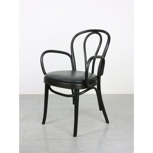 Chaise Vintage No.18 en cuir noir avec accoudoirs par Michael Thonet