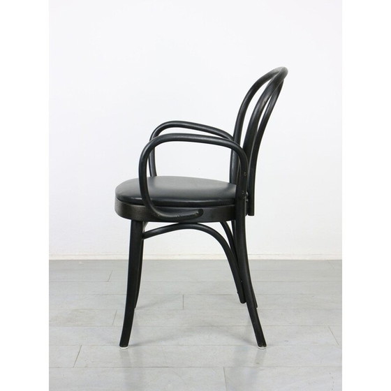 Image 1 of Chaise Vintage No.18 en cuir noir avec accoudoirs par Michael Thonet