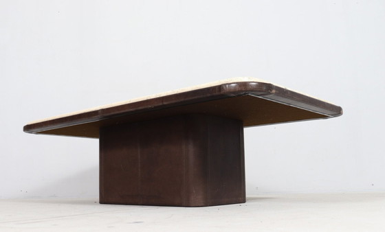 Image 1 of Coffee Table/Couchtisch Travertin & Cuir De Sede, Suisse, Années 1960