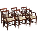 Ensemble de 6 fauteuils de salle à manger vintage en acajou, Angleterre 1980