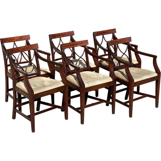 Image 1 of Ensemble de 6 fauteuils de salle à manger vintage en acajou, Angleterre 1980