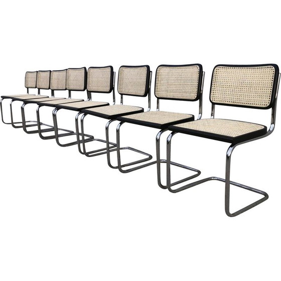 Image 1 of B32 chaises vintage en hêtre noir de Marcel Breuer, Italie