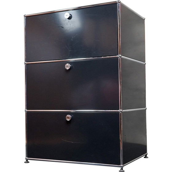 Image 1 of Armoire murale vintage anthracite de Fritz Haller, Suisse 1980