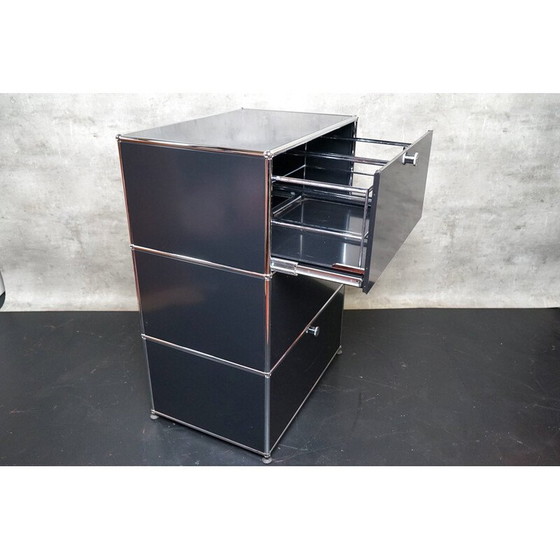 Image 1 of Armoire murale vintage anthracite de Fritz Haller, Suisse 1980