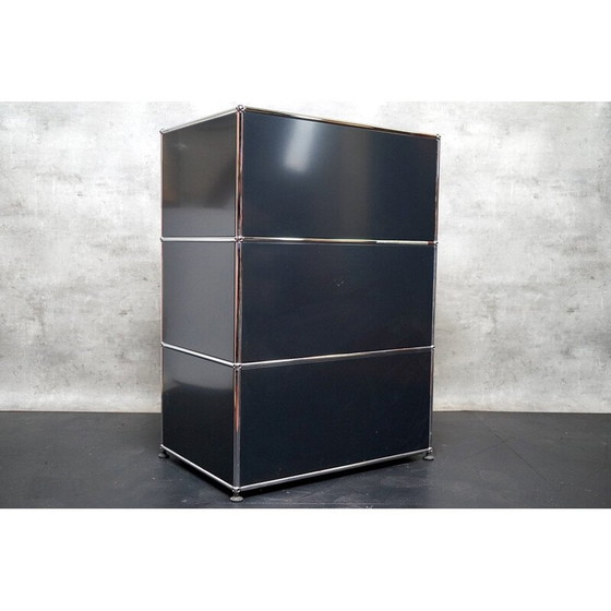 Image 1 of Armoire murale vintage anthracite de Fritz Haller, Suisse 1980