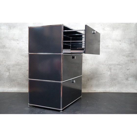 Image 1 of Armoire murale vintage anthracite de Fritz Haller, Suisse 1980