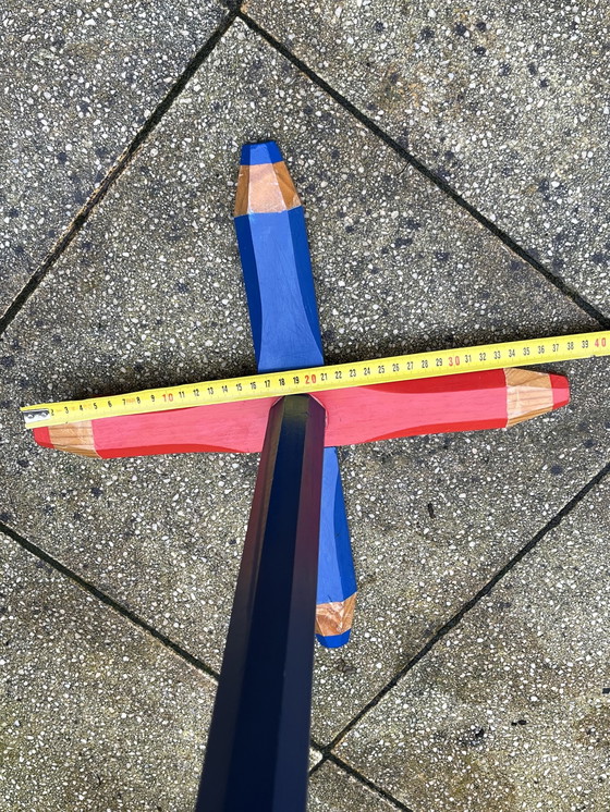 Image 1 of Pierre Sala Vintage Pencil Design : Bibliothèque & Porte-manteau (Modèle Clairefontaine / 1980)