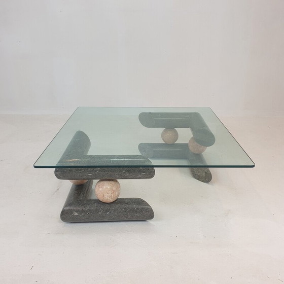 Image 1 of Table basse vintage en pierre fossile, 1980