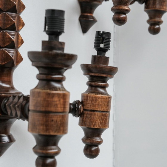 Image 1 of Paire d'appliques en bois vintage, France