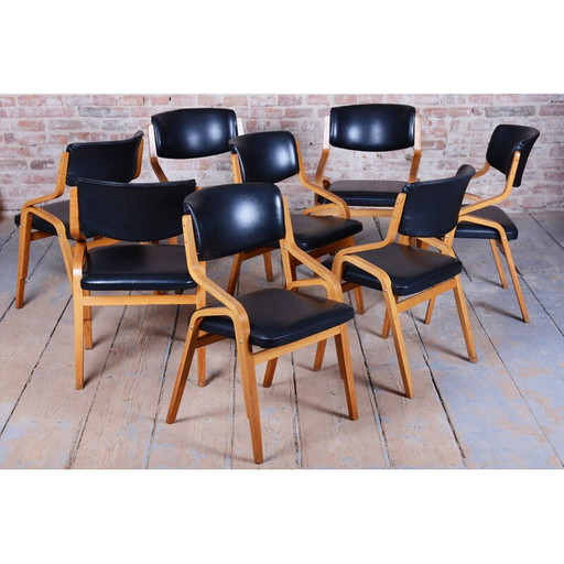 Ensemble de 8 chaises du milieu du siècle par Ludvik Volak, Tchèque, années 1960