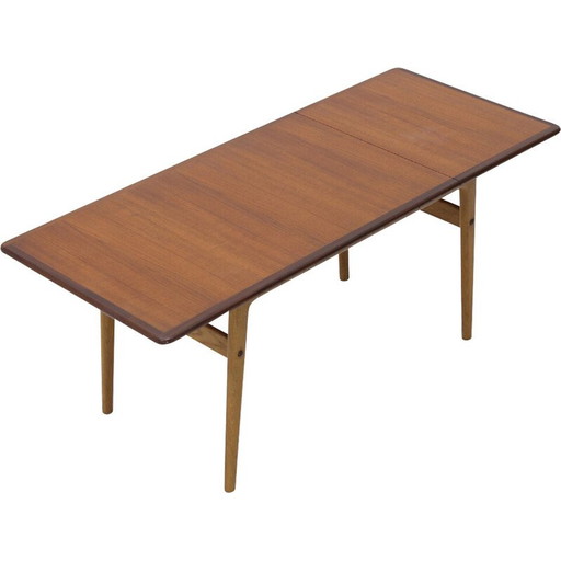 Table extensible vintage en teck plaqué, 1950s