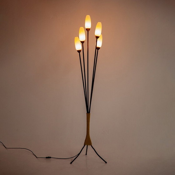 Image 1 of Lampadaire vintage en verre au lait, France