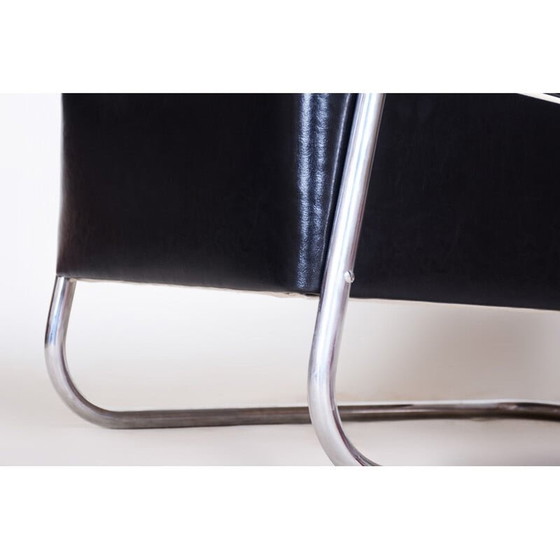 Image 1 of Fauteuil vintage en cuir noir de Mucke-Melder, années 1930