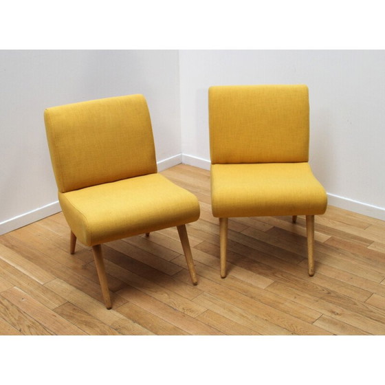 Image 1 of Paire de fauteuils vintage en bois et tissu par Pelfran Kiss pour Maison du Monde